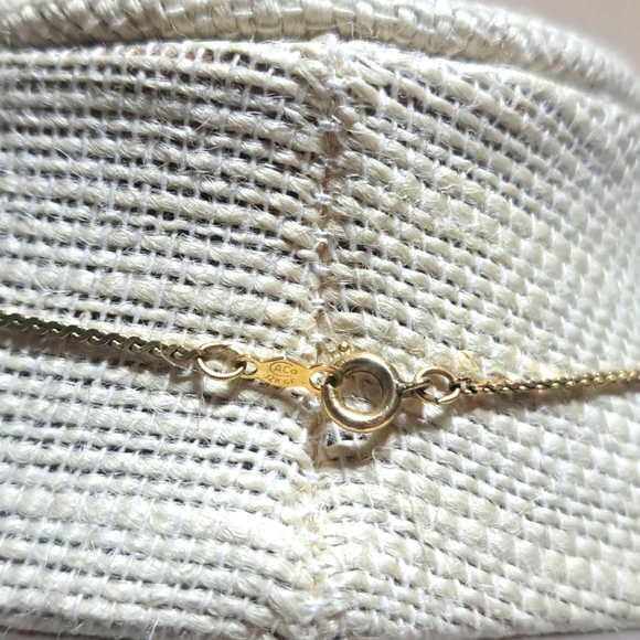 Caco 12K GF Gold Filled Short Chain Necklace Galbani Heart Pendant Blue Crystal - Picture 3 of 4